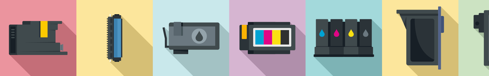 animation images of various types of inkjet cartridges