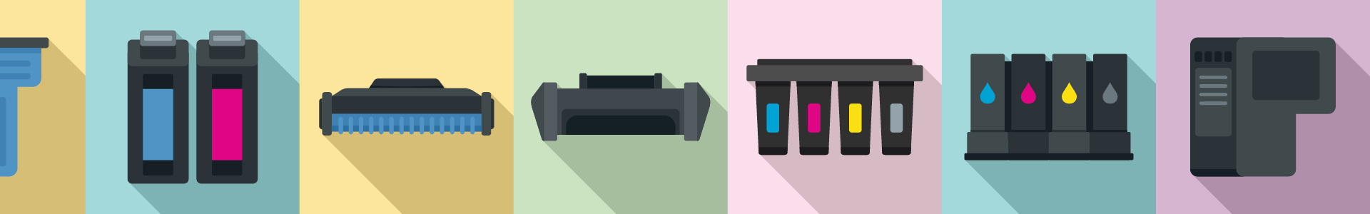 animation images of various types of inkjet cartridges