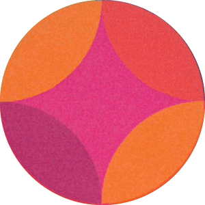 Orange, red, and purple colors arranged in a diamond shape