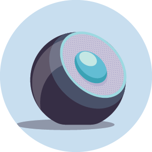 animation image of a round speaker